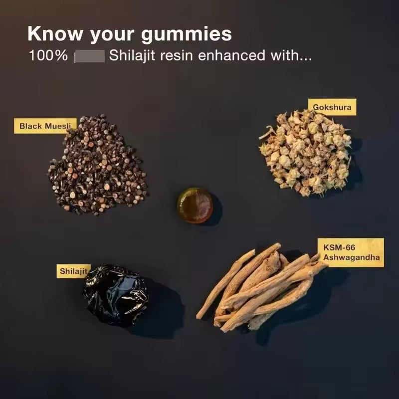 Pure Himalayan Shilajit Gold Gummies – 3000mg | 85% Fulvic Acid | No Added Sugar | 60 Gummies