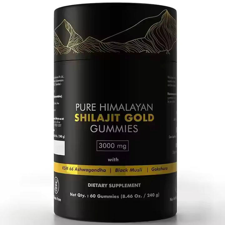 Pure Himalayan Shilajit Gold Gummies – 3000mg | 85% Fulvic Acid | No Added Sugar | 60 Gummies